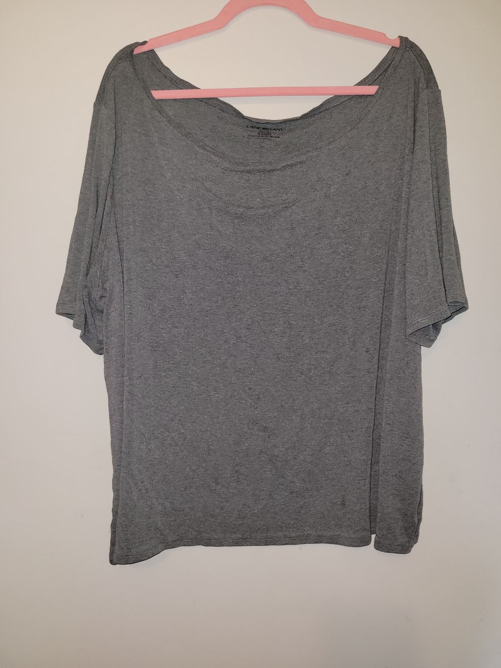 Lane Bryant Heather Gray Short Sleeve Scoop Neck Top